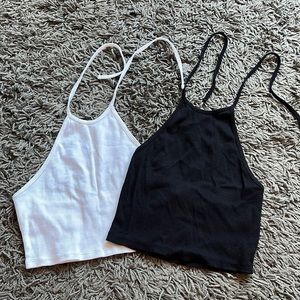 Black and white cropped halter tops, size US 2, Perfect condition